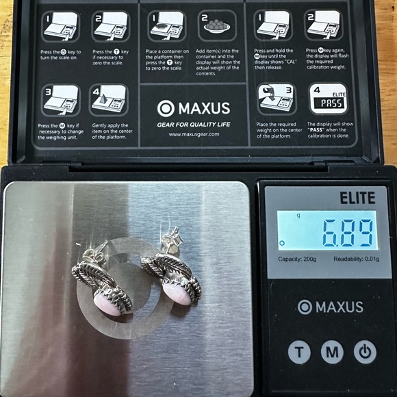 Sterling Silver Leaf & Pink Opal Post Earrings - Picture 10 of 12